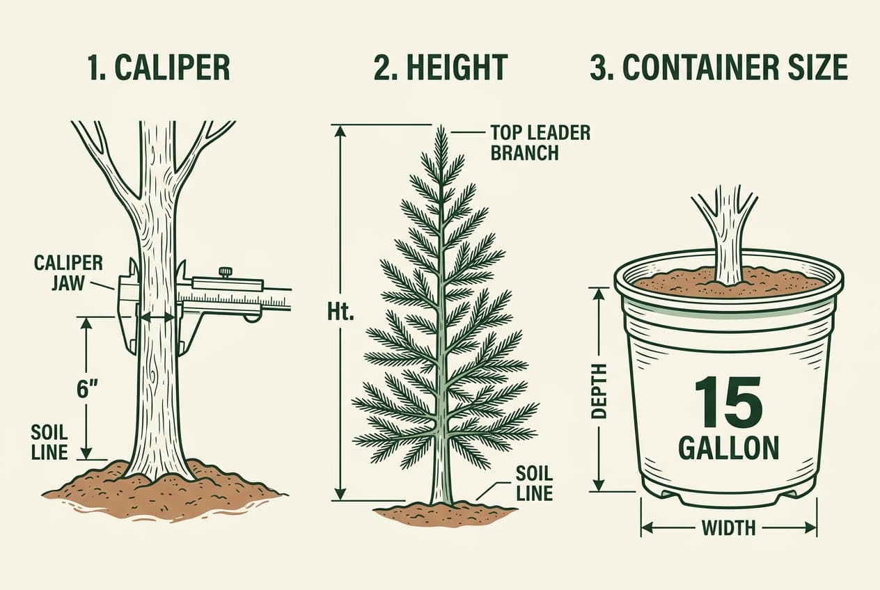 Horticultural Measurement Guide: Caliper vs. Height vs. Container Size